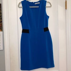 Blue Pencil Dress with Black Accents